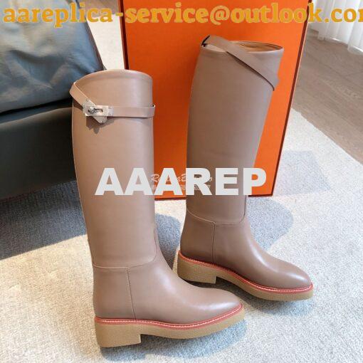 Replica Hermes Honey Boot in Heritage calfskin with rubber sole with c 5