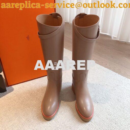 Replica Hermes Honey Boot in Heritage calfskin with rubber sole with c 6