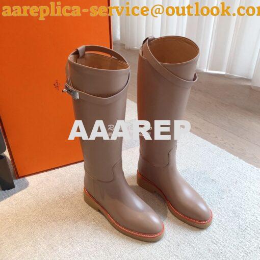 Replica Hermes Honey Boot in Heritage calfskin with rubber sole with c 7
