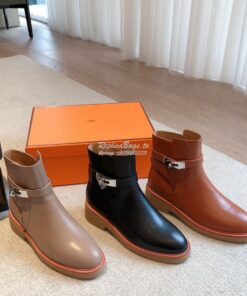 Replica Hermes Follow Ankle Boot in Heritage calfskin H222085Z Black