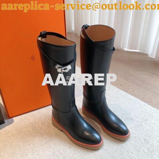 Replica Hermes Honey Boot in Heritage calfskin with rubber sole with c 4