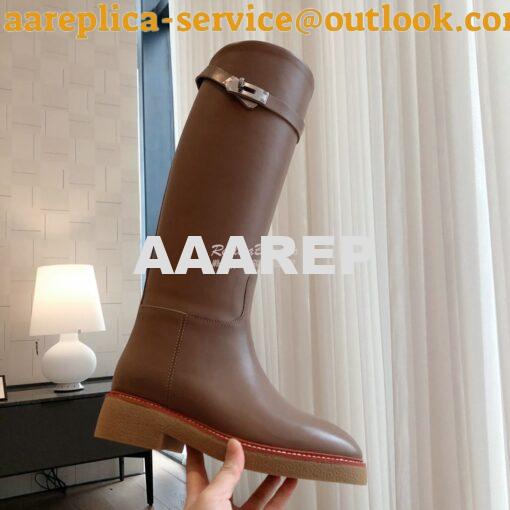 Replica Hermes Honey Boot in Heritage calfskin with rubber sole with c 8