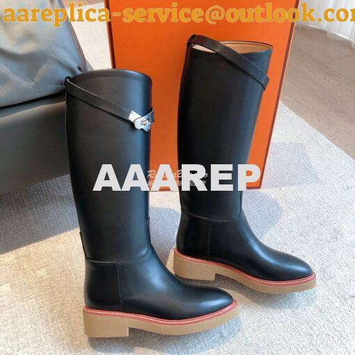 Replica Hermes Honey Boot in Heritage calfskin with rubber sole with c 6