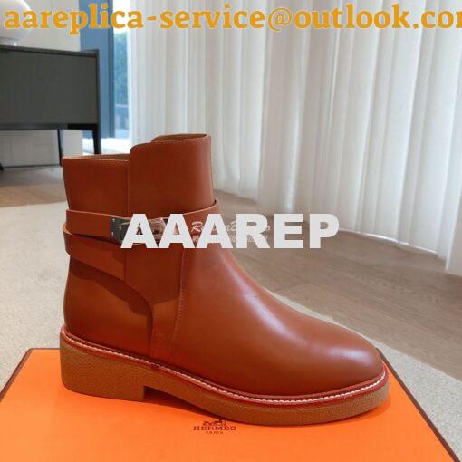 Replica Hermes Follow Ankle Boot in Heritage calfskin H222085Z Brown