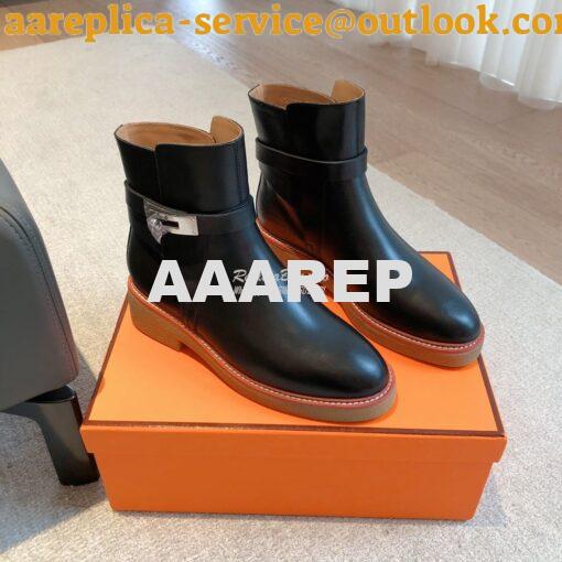 Replica Hermes Follow Ankle Boot in Heritage calfskin H222085Z Black 8