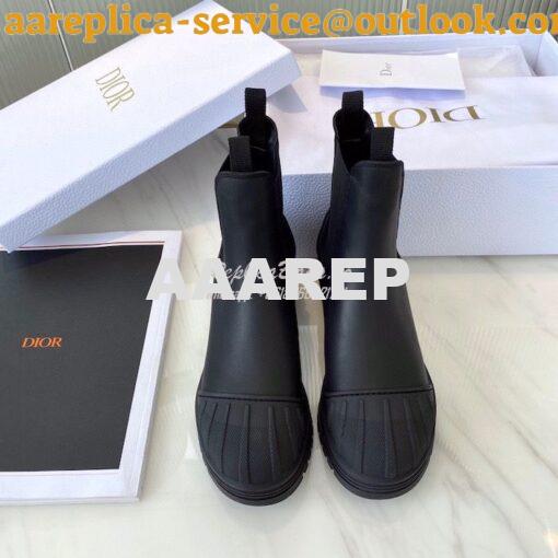 Replica Dior Iron Ankle Boot in Black Rubber and Calfskin KDI646 2