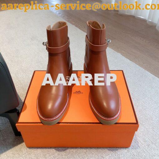 Replica Hermes Follow Ankle Boot in Heritage calfskin H222085Z Brown 2