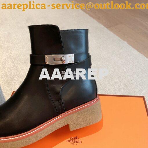 Replica Hermes Follow Ankle Boot in Heritage calfskin H222085Z Black 9