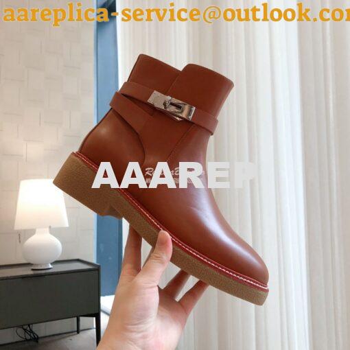 Replica Hermes Follow Ankle Boot in Heritage calfskin H222085Z Brown 3