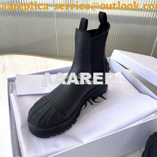 Replica Dior Iron Ankle Boot in Black Rubber and Calfskin KDI646 5