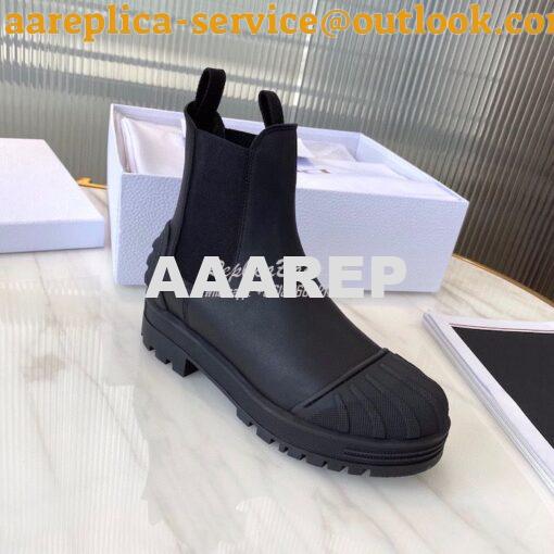 Replica Dior Iron Ankle Boot in Black Rubber and Calfskin KDI646 6
