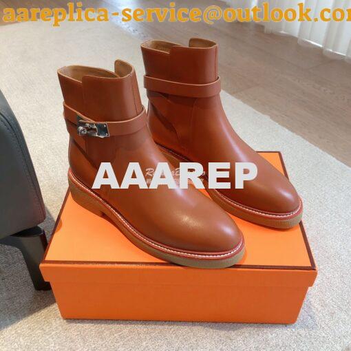 Replica Hermes Follow Ankle Boot in Heritage calfskin H222085Z Brown 4