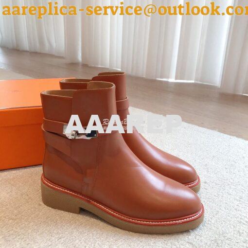 Replica Hermes Follow Ankle Boot in Heritage calfskin H222085Z Brown 5