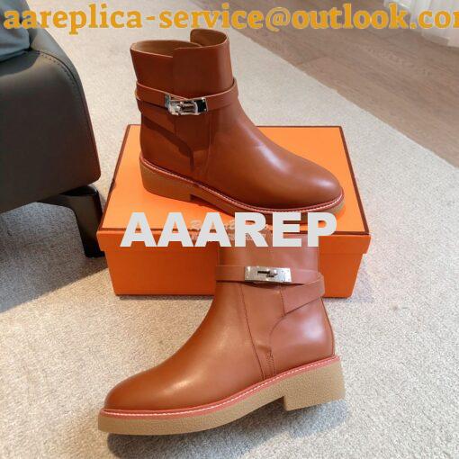 Replica Hermes Follow Ankle Boot in Heritage calfskin H222085Z Brown 6