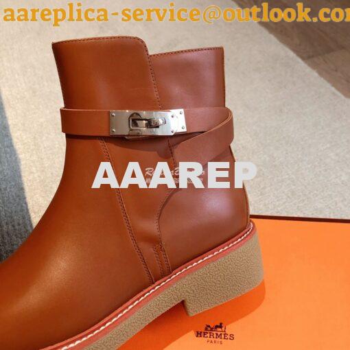 Replica Hermes Follow Ankle Boot in Heritage calfskin H222085Z Brown 7