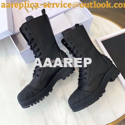 Replica Dior Iron Ankle Boot Black Rubber and Calfskin KDI648L 7