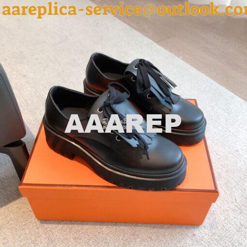 Replica Hermes Hariston Oxford Shoes H Cadenas in Glazed Calfskin H232