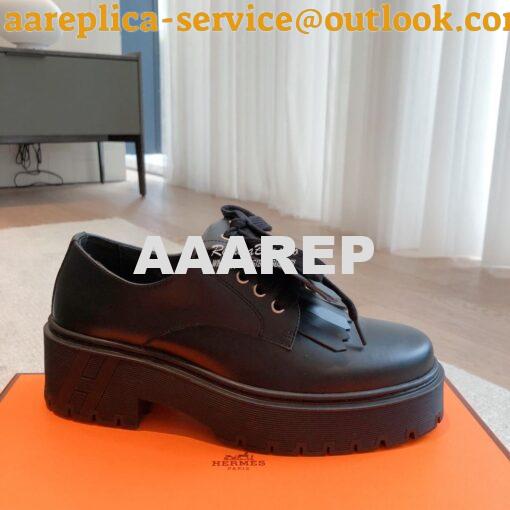 Replica Hermes Hariston Oxford Shoes H Cadenas in Glazed Calfskin H232 4