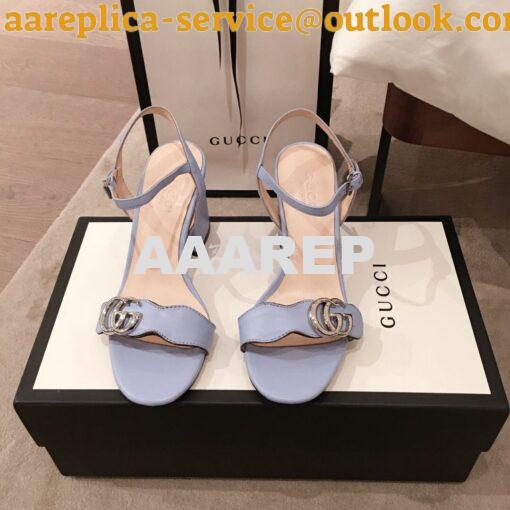 Replica Gucci Leather Mid-Heel Sandal 453379 Pastel Color 3