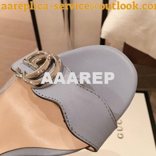 Replica Gucci Leather Mid-Heel Sandal 453379 Pastel Color 4