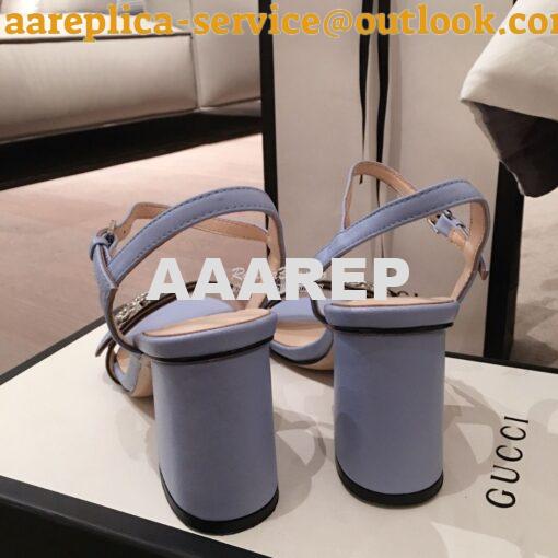Replica Gucci Leather Mid-Heel Sandal 453379 Pastel Color 5
