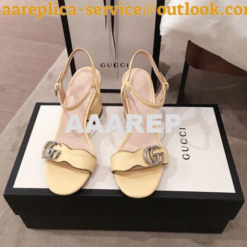 Replica Gucci Leather Mid-Heel Sandal 453379 Pastel Color 8
