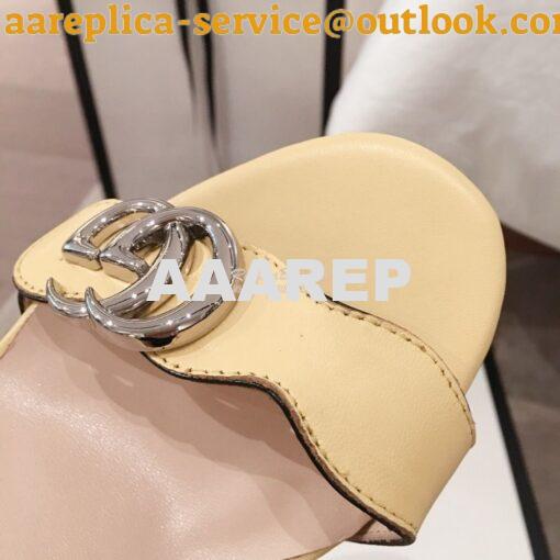 Replica Gucci Leather Mid-Heel Sandal 453379 Pastel Color 9