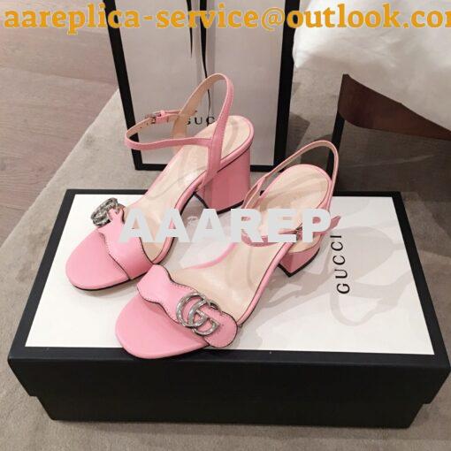 Replica Gucci Leather Mid-Heel Sandal 453379 Pastel Color 12