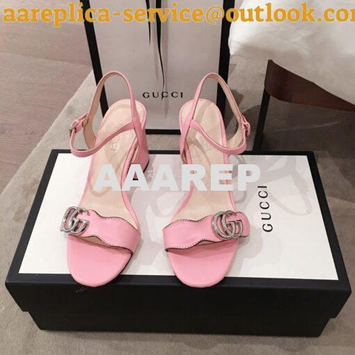 Replica Gucci Leather Mid-Heel Sandal 453379 Pastel Color 13