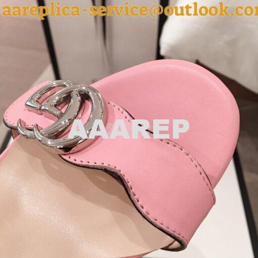 Replica Gucci Leather Mid-Heel Sandal 453379 Pastel Color 14