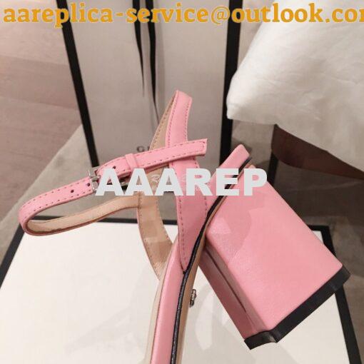 Replica Gucci Leather Mid-Heel Sandal 453379 Pastel Color 15