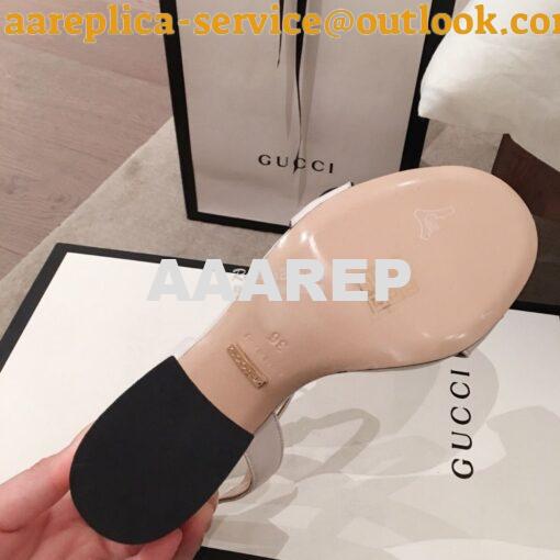 Replica Gucci Leather Mid-Heel Sandal 453379 Black white 7