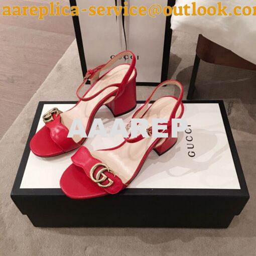 Replica Gucci Leather Mid-Heel Sandal 453379 Red