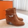 Replica Hermes Frenchie 50 Ankle Boot in Suede calfskin H222093Z Black 13