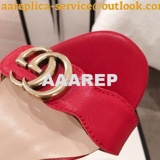 Replica Gucci Leather Mid-Heel Sandal 453379 Red 3