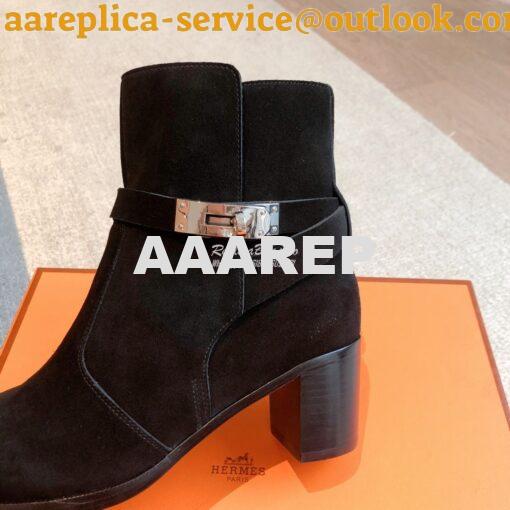 Replica Hermes Frenchie 50 Ankle Boot in Suede calfskin H222093Z Black 7