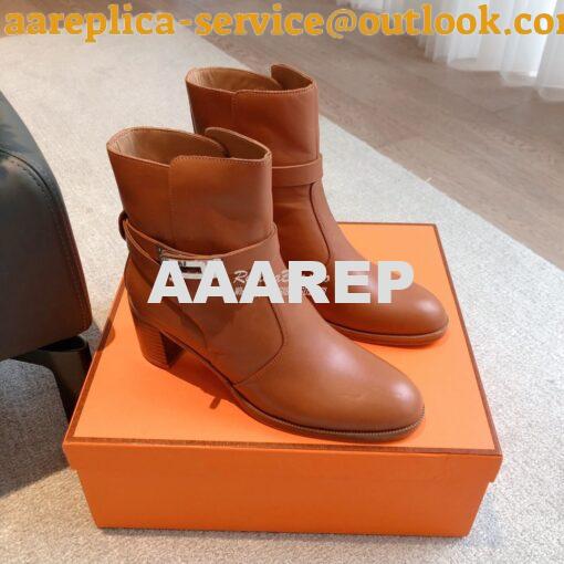 Replica Hermes Frenchie 50 Ankle Boot in Heritage calfskin H222092Z Br 4