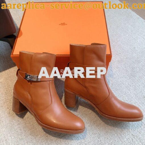 Replica Hermes Frenchie 50 Ankle Boot in Heritage calfskin H222092Z Br 8