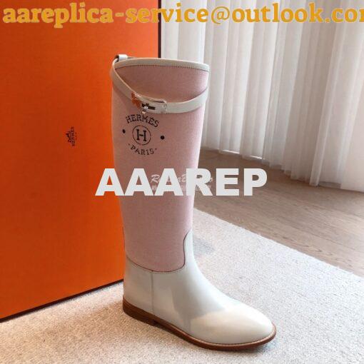Replica Hermes Jumping Boot in Box calfskin and Printed H canvas H2310 12