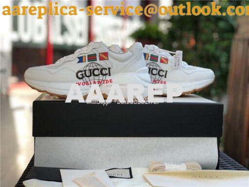 Replica Gucci Women Men's Rhyton Leather Sneaker with Gucci Worldwide 7
