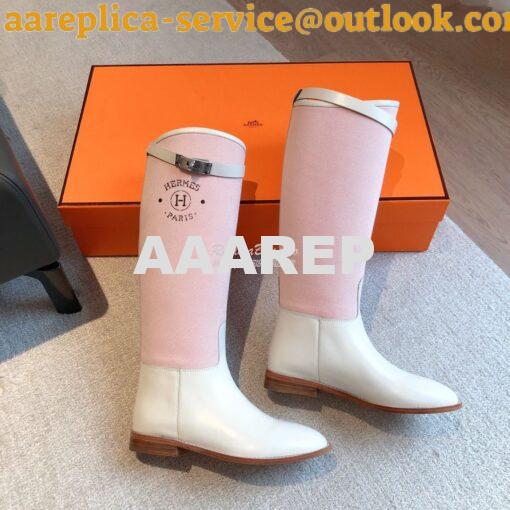 Replica Hermes Jumping Boot in Box calfskin and Printed H canvas H2310 14