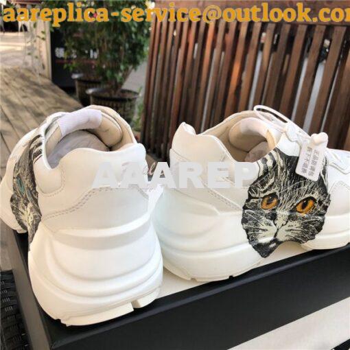 Replica Gucci Women Men's Rhyton Leather Sneaker with Mystic Cat 52889 6