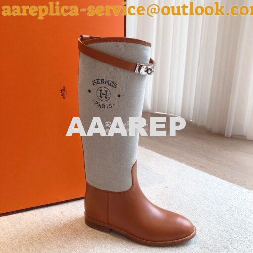Replica Hermes Jumping Boot in Box calfskin and Printed H canvas H2310 21