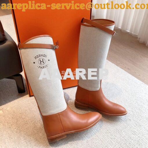 Replica Hermes Jumping Boot in Box calfskin and Printed H canvas H2310 27