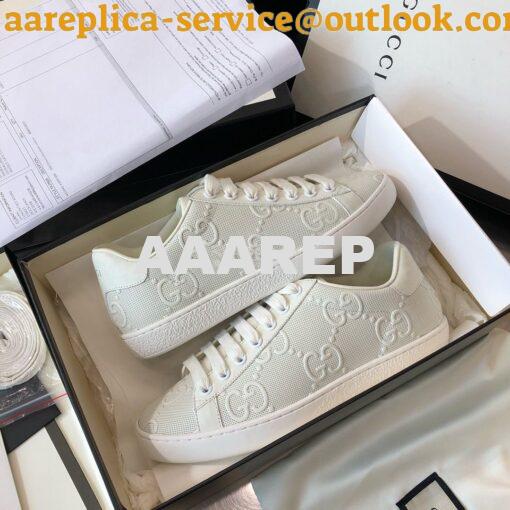 Replica Gucci Men Women's Ace GG Embossed Sneaker 625787 White