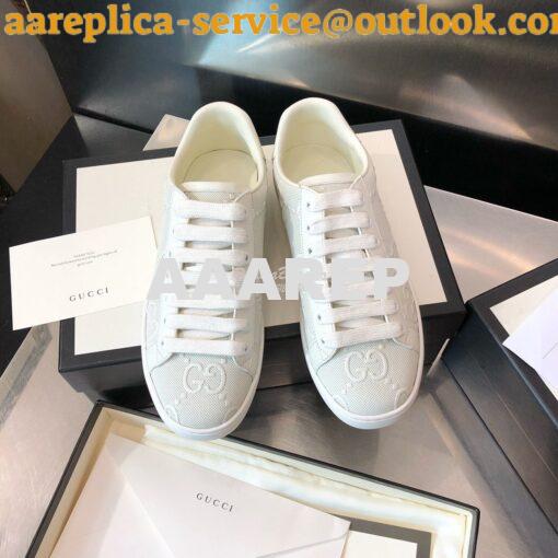 Replica Gucci Men Women's Ace GG Embossed Sneaker 625787 White 2