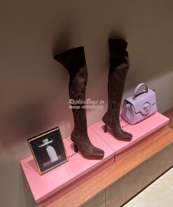 Replica Hermes Hurricane Boots Thigh-high boot in stretch suede goatsk