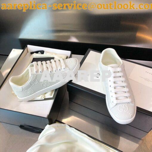Replica Gucci Men Women's Ace GG Embossed Sneaker 625787 White 3