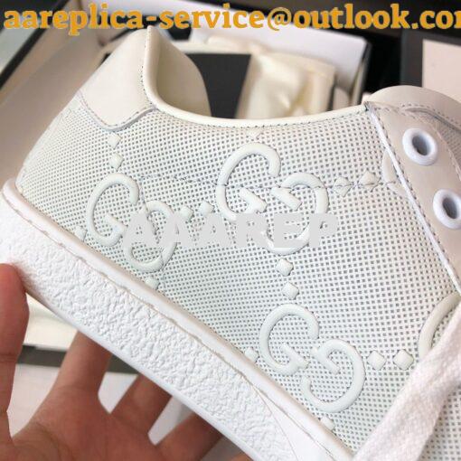 Replica Gucci Men Women's Ace GG Embossed Sneaker 625787 White 5