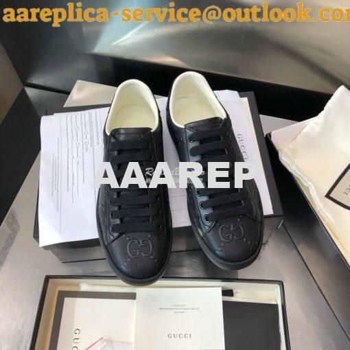 Replica Gucci Men Women's Ace GG Embossed Sneaker 625787 Black